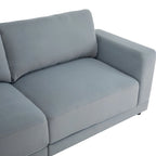 Canapé 2 places à accoudoirs carrés, gris clair / beige / bleu
