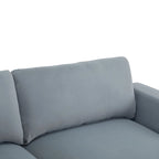 Canapé 2 places à accoudoirs carrés, gris clair / beige / bleu
