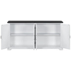 Buffet en pin massif style ferme, blanc et noir, avec poignées en métal