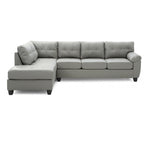 Tufted Reversible Faux Leather L-Shape Sectional Sofa - 111  - Gray