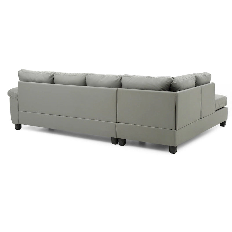 Canapé d'angle modulable en similicuir touffeté gris, réversible, multi-places