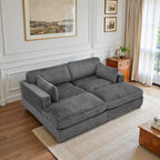 82  W Plush Corduroy Modular Sectional Sofa with Chaise Lounge