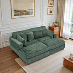 Canapé sectionnel modulaire en velours côtelé marron clair / gris / blanc / vert avec méridienne, 2-4 places