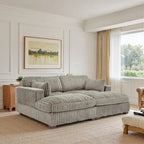 Canapé sectionnel modulaire en velours côtelé marron clair / gris / blanc / vert avec méridienne, 2-4 places