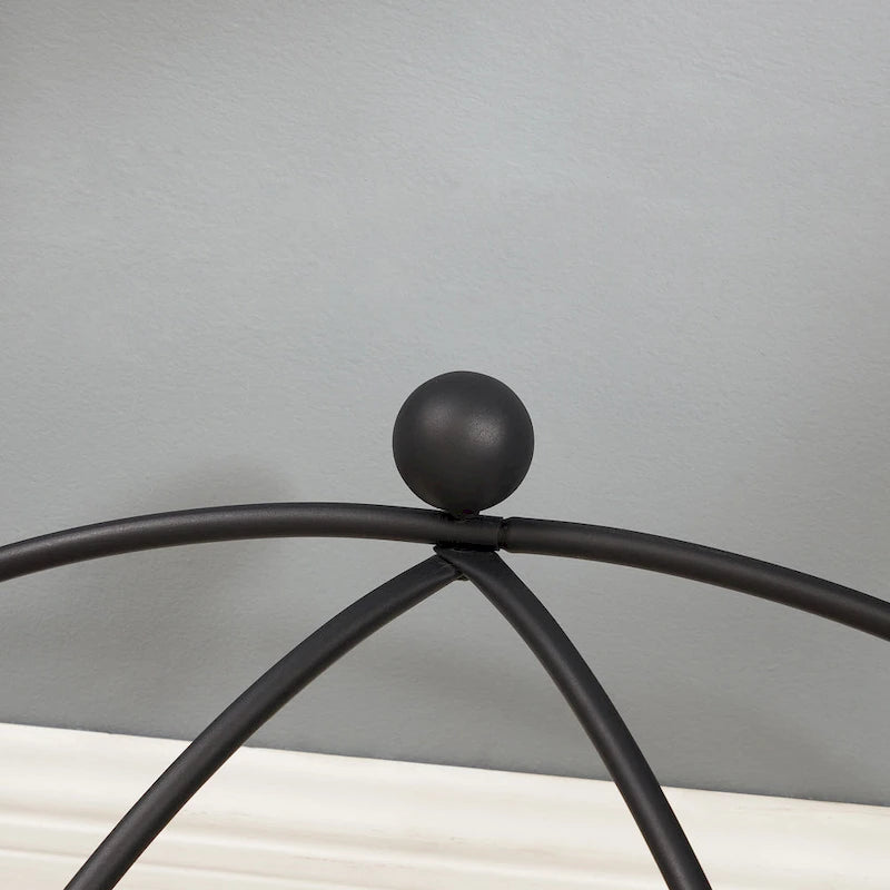Table d'appoint demi-lune en verre trempé transparent, structure en métal noir, 1 personne