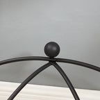 Table d'appoint demi-lune en verre trempé transparent, structure en métal noir, 1 personne
