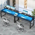 Bureau informatique de 55 po – Noir / Chêne gris / Chêne rustique, style moderne, pour 1 personne