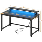 Bureau informatique de 55 po – Noir / Chêne gris / Chêne rustique, style moderne, pour 1 personne