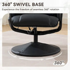 Fauteuil de massage inclinable pivotant en cuir PU beige/noir avec pouf – 1 place