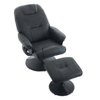 Fauteuil de massage inclinable pivotant en cuir PU beige/noir avec pouf – 1 place