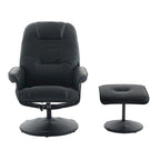 Fauteuil de massage inclinable pivotant en cuir PU beige/noir avec pouf – 1 place