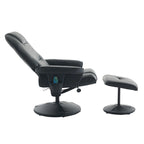 Fauteuil de massage inclinable pivotant en cuir PU beige/noir avec pouf – 1 place