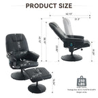 Fauteuil de massage inclinable pivotant en cuir PU beige/noir avec pouf – 1 place