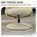 Fauteuil de massage inclinable pivotant en cuir PU beige/noir avec pouf – 1 place
