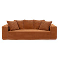 Canapé Modulable 3 Places en Velours Côtelé Orange / Vert / Blanc / Noir avec 5 Coussins Déco
