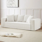 Canapé Modulable 3 Places en Velours Côtelé Orange / Vert / Blanc / Noir avec 5 Coussins Déco
