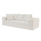 Canapé Modulable 3 Places en Velours Côtelé Orange / Vert / Blanc / Noir avec 5 Coussins Déco