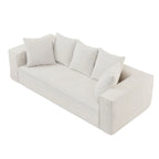 Canapé Modulable 3 Places en Velours Côtelé Orange / Vert / Blanc / Noir avec 5 Coussins Déco