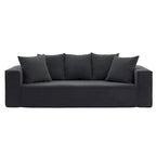 Canapé Modulable 3 Places en Velours Côtelé Orange / Vert / Blanc / Noir avec 5 Coussins Déco