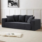 Canapé Modulable 3 Places en Velours Côtelé Orange / Vert / Blanc / Noir avec 5 Coussins Déco