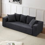 Canapé Modulable 3 Places en Velours Côtelé Orange / Vert / Blanc / Noir avec 5 Coussins Déco