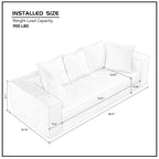 Canapé Modulable 3 Places en Velours Côtelé Orange / Vert / Blanc / Noir avec 5 Coussins Déco