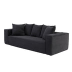 Canapé Modulable 3 Places en Velours Côtelé Orange / Vert / Blanc / Noir avec 5 Coussins Déco