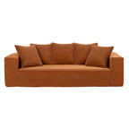 Canapé Modulable 3 Places en Velours Côtelé Orange / Vert / Blanc / Noir avec 5 Coussins Déco