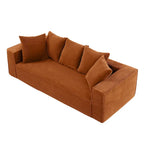 Canapé Modulable 3 Places en Velours Côtelé Orange / Vert / Blanc / Noir avec 5 Coussins Déco