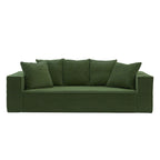 Canapé Modulable 3 Places en Velours Côtelé Orange / Vert / Blanc / Noir avec 5 Coussins Déco