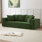 Canapé Modulable 3 Places en Velours Côtelé Orange / Vert / Blanc / Noir avec 5 Coussins Déco