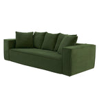 Canapé Modulable 3 Places en Velours Côtelé Orange / Vert / Blanc / Noir avec 5 Coussins Déco
