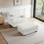 Fauteuil d'appoint avec Ottomane Velours Chameau Foncé / Gris Foncé / Beige / Gris Flanelle – 1 place