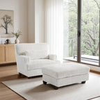 Fauteuil d'appoint avec Ottomane Velours Chameau Foncé / Gris Foncé / Beige / Gris Flanelle – 1 place