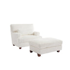 Fauteuil d'appoint avec Ottomane Velours Chameau Foncé / Gris Foncé / Beige / Gris Flanelle – 1 place
