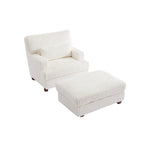 Fauteuil d'appoint avec Ottomane Velours Chameau Foncé / Gris Foncé / Beige / Gris Flanelle – 1 place