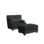 Fauteuil d'appoint avec Ottomane Velours Chameau Foncé / Gris Foncé / Beige / Gris Flanelle – 1 place