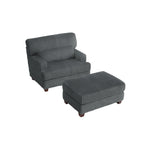 Fauteuil d'appoint avec Ottomane Velours Chameau Foncé / Gris Foncé / Beige / Gris Flanelle – 1 place