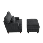 Fauteuil d'appoint avec Ottomane Velours Chameau Foncé / Gris Foncé / Beige / Gris Flanelle – 1 place