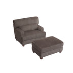 Fauteuil d'appoint avec Ottomane Velours Chameau Foncé / Gris Foncé / Beige / Gris Flanelle – 1 place