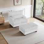 Fauteuil d'appoint avec Ottomane Velours Chameau Foncé / Gris Foncé / Beige / Gris Flanelle – 1 place