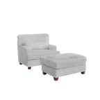 Fauteuil d'appoint avec Ottomane Velours Chameau Foncé / Gris Foncé / Beige / Gris Flanelle – 1 place