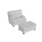 Fauteuil d'appoint avec Ottomane Velours Chameau Foncé / Gris Foncé / Beige / Gris Flanelle – 1 place
