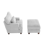 Fauteuil d'appoint avec Ottomane Velours Chameau Foncé / Gris Foncé / Beige / Gris Flanelle – 1 place