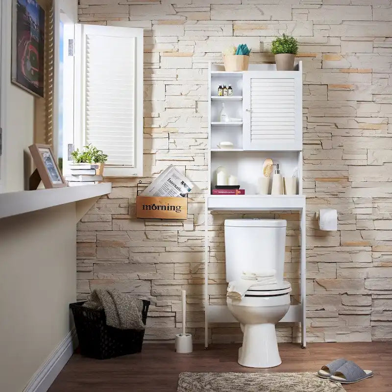 Étagère de rangement gain de place 7 niveaux au-dessus des toilettes, assemblage par 1 personne