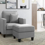 Fauteuil accentué gris clair / taupe / gris foncé / bleu avec pouf, ensemble de 2 pièces, 1 place