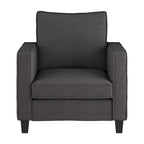 Fauteuil accentué gris clair / taupe / gris foncé / bleu avec pouf, ensemble de 2 pièces, 1 place