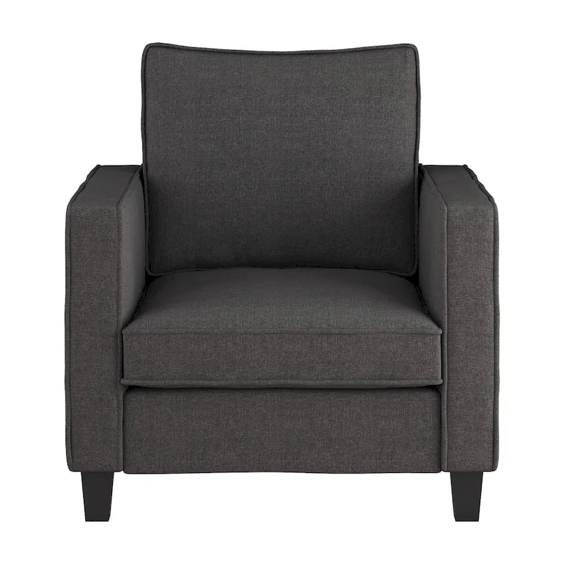 Fauteuil accentué gris clair / taupe / gris foncé / bleu avec pouf, ensemble de 2 pièces, 1 place