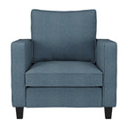 Fauteuil accentué gris clair / taupe / gris foncé / bleu avec pouf, ensemble de 2 pièces, 1 place