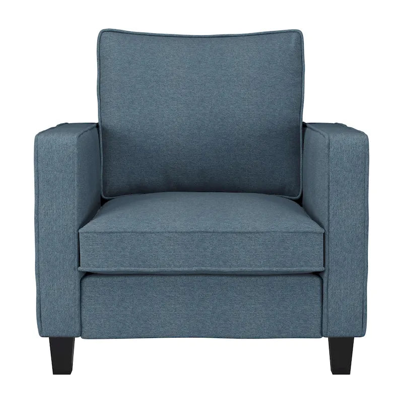 Fauteuil accentué gris clair / taupe / gris foncé / bleu avec pouf, ensemble de 2 pièces, 1 place